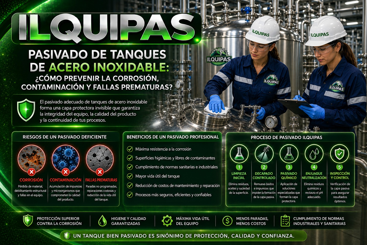 Pasivado de tanques de acero inoxidable: ¿Cómo prevenir la corrosión, contaminación y fallas prematuras?